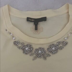 Maje Cream Top with Silver Embellishments